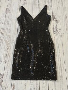 Lulus Women’s XS Black Sequin Mini Dress New Year Cocktail Party Holiday Club